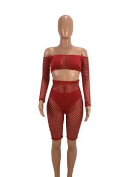 

Fashion 2019 Summer Sexy Long Sleeve Crop Tops And Knee Length Shorts Set Women Casual 3 Piece Suit