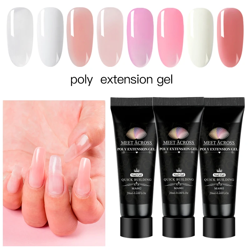 

Acrylic Poly Extension Gel 20ml UV Quick Builder Extension Pink White Clear Crystal UV Gel Tips Enhancement Slip Solution