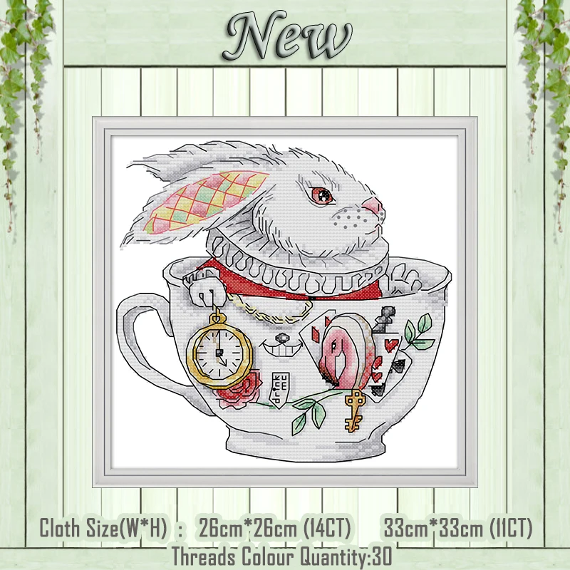 

Rabbit cups cartoon animal diy painting counted printed on the canvas DMC 11CT 14CT kits Cross Stitch embroidery needlework Sets