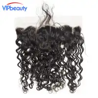 Vipbeauty Brazilian Water Wave Remy Hair Ear to Ear 13X4 Lace Frontal Closure natural color can be dyed 12-20 inch