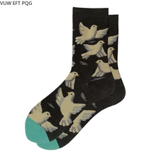 Черные, Розовые Носки с рисунком голубя из мультфильма, носки в стиле хип-хоп, уличные носки для мужчин и женщин в стиле Харадзюку, оригинальные забавные носки