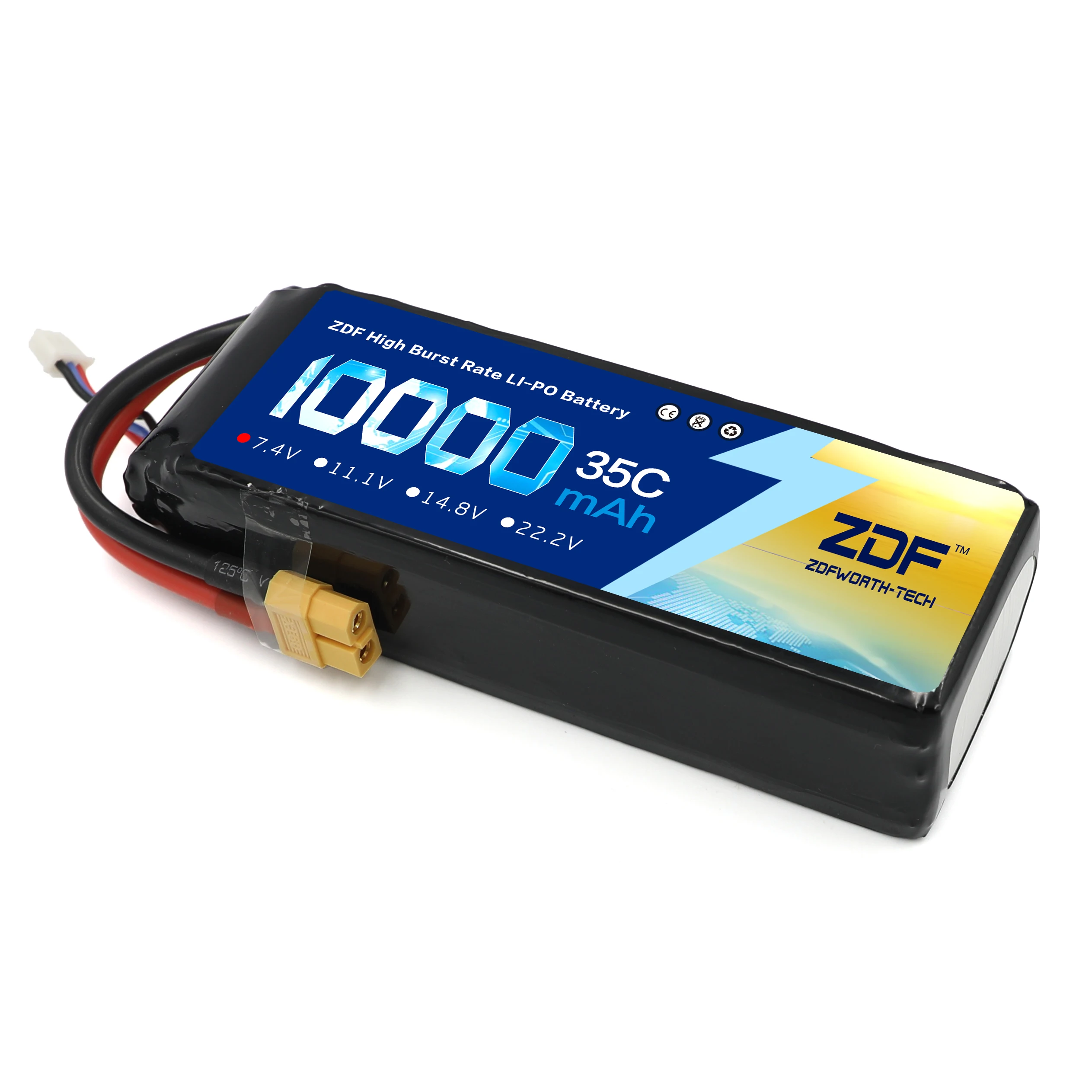 ZDF RC Lipo аккумулятор 14 8 в 10000 мАч (2x7 4 В + adpter Y plug) 35C Max 70C для Rc racing Airplane Traxxas Car