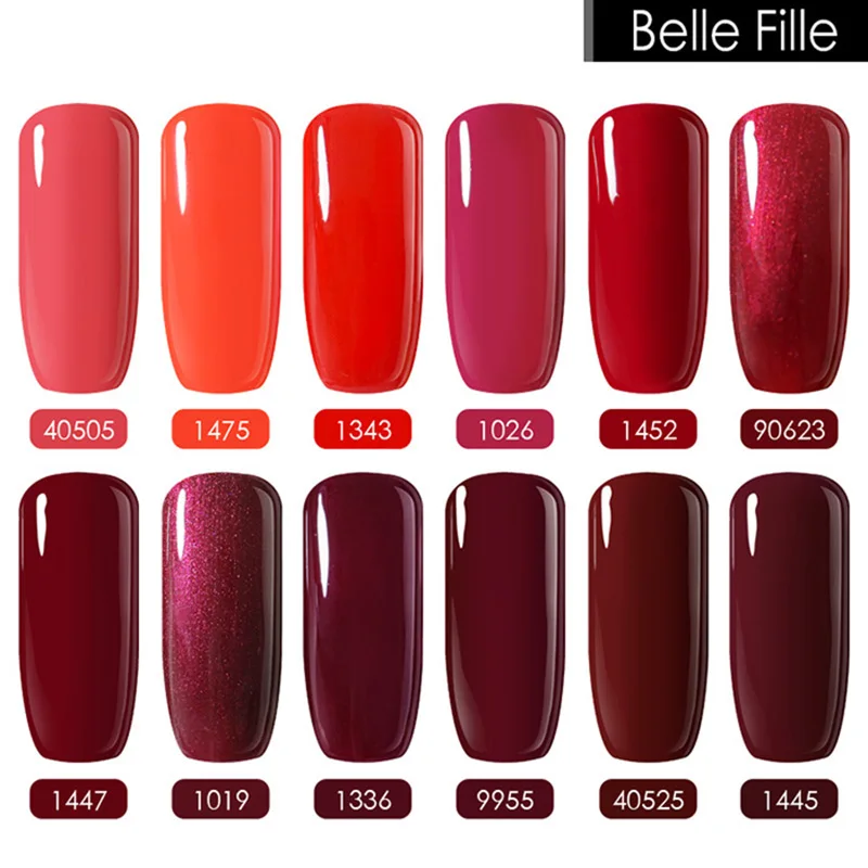 Belle Fille 8 мл красный УФ гель лак для ногтей замочить от Vernis дизайн полу стойкий