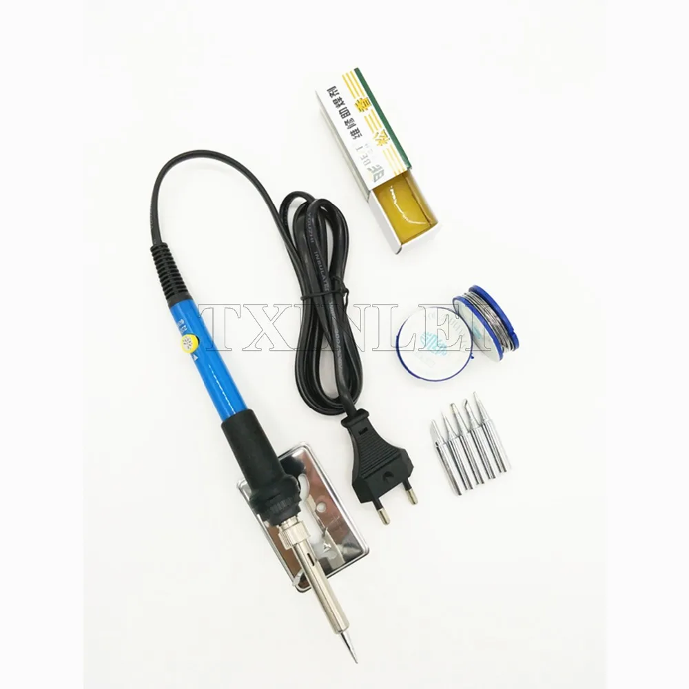 

60W EU/US Plug Electric Soldering Iron Set Temperature Adjustable Welding Repair Tool Kit with 5 Tips Solder Wire