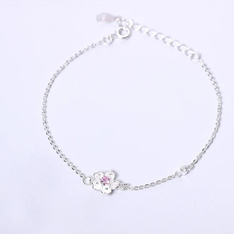 sweet cherry blossom bracelet 100% 925 Sterling Silver Jewelry fashion hypoallergenic bracelets for women gift