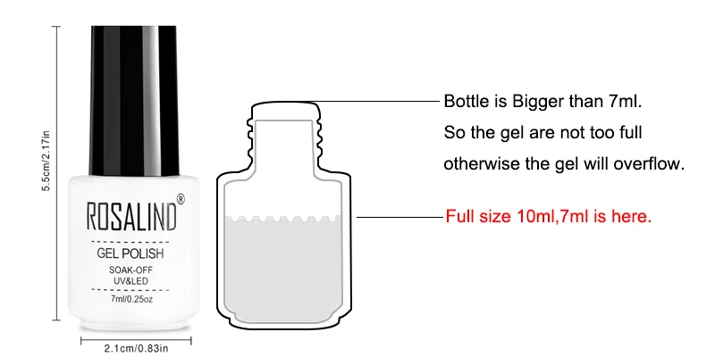 ROSALIND гель для лака ногтей набор УФ 7 мл белая бутылка гель для дизайна ногтей Soak Off Радуга серии набор маникюра Лаки верхнее покрытие