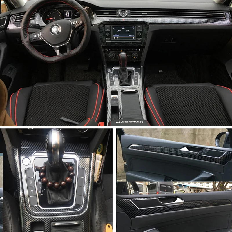 For Volkswagen Vw Passat B8 Interior Central Control Panel Door Handle 3d 5d Carbon Fiber Stickers Decals Car Styling Accessorie