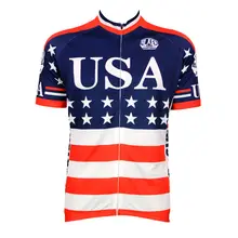 Чужой Спортивная Для мужчин красными полосами Pro Team Велоспорт Джерси короткий рукав велосипед/Велосипедный Спорт рубашка американский флаг Велосипедная форма