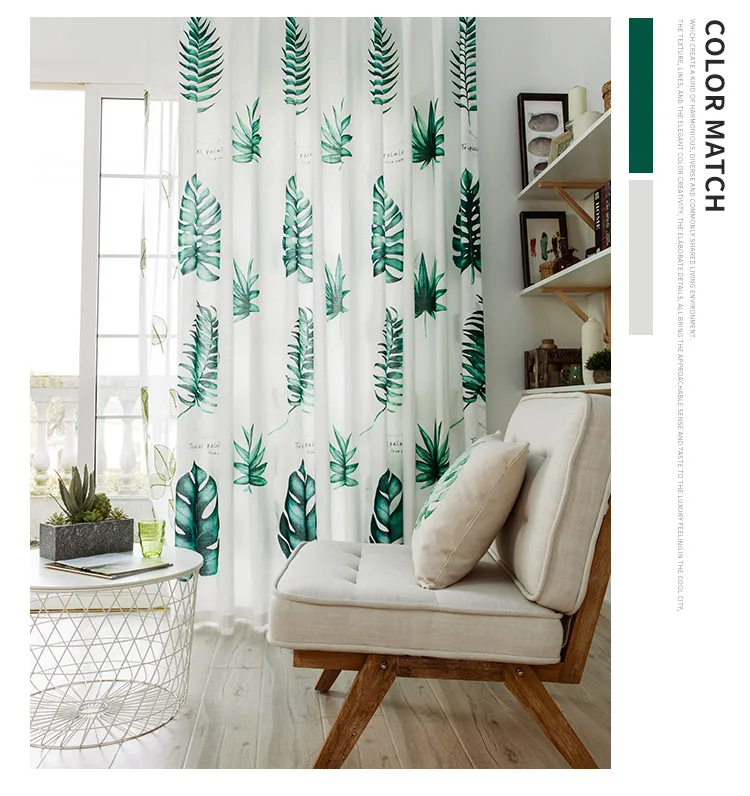 Тропические зеленые листья пальмовое дерево, Простые занавески для спальни, современные занавески для гостиной, оконные драпы для дома