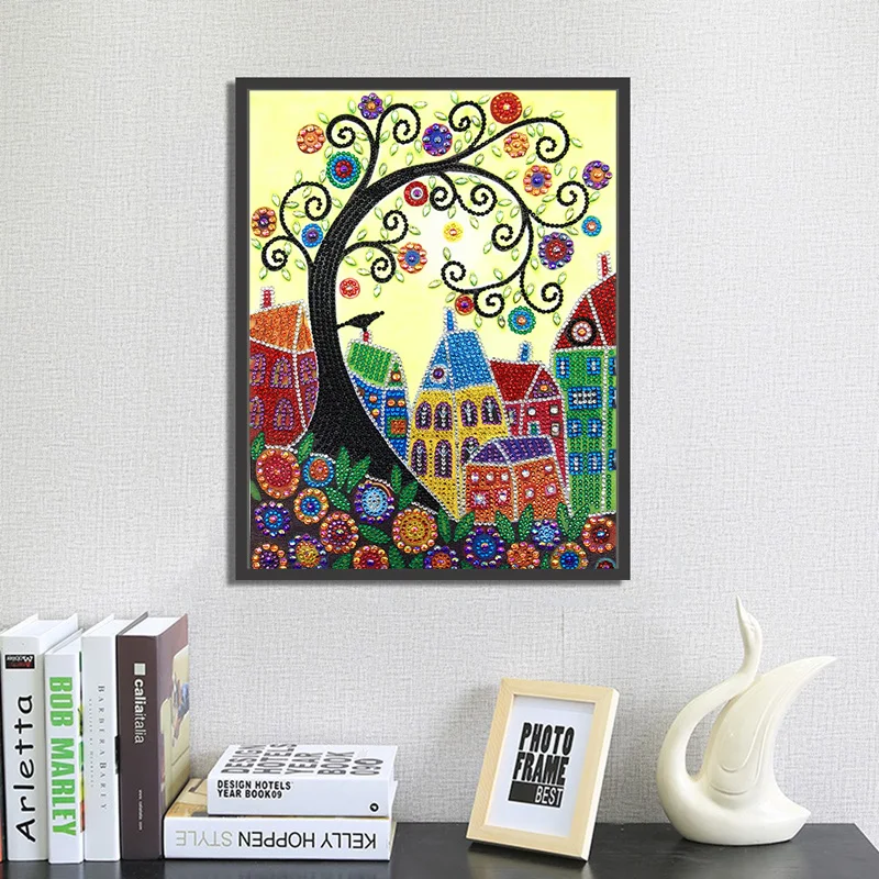 RUBOS DIY Diamond Embroidery House Abstract Art Religion Diamond Painting Mosaic Scenery 5D Big Bead Pearl 3D Crystal Glass Sale (3)