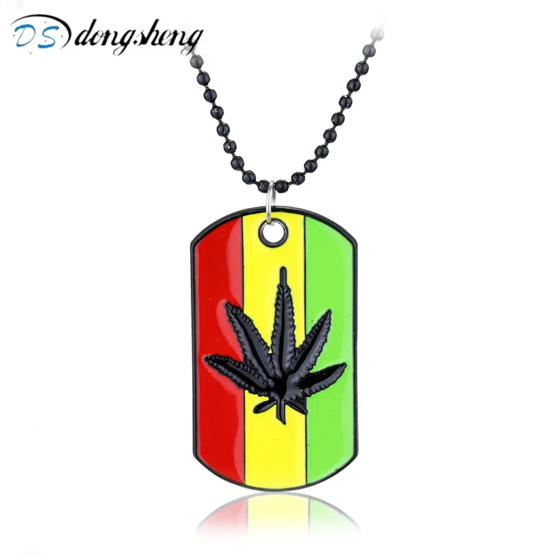 

dongsheng Fashion Dog Tag Necklace Hemp Maple Leaf Pendant Necklace Colorful Hip Hop Beach Beads Chain Necklace Collier-30