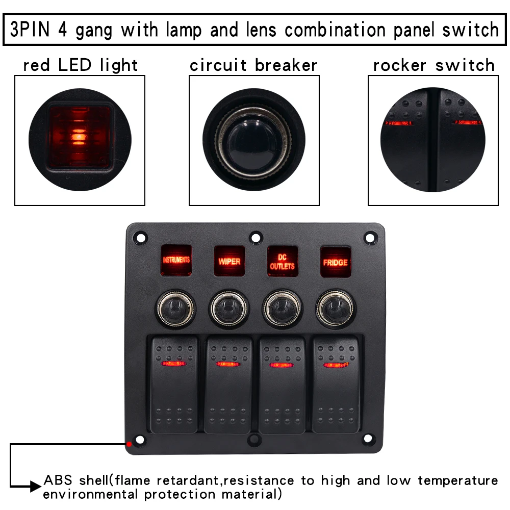 4 банды лодка кулисный переключатель панель автомобиля переключатель панель светодиодный USB 120 Вт-260 Вт Морской Переключатель панель