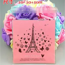 10*10+ 3 см маленькая Романтическая башня оптом,, 100 шт/партия Самоклеющиеся сумки ручной работы мыло упаковка биквитов сумка