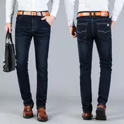 Модные дизайнерские джинсы зимние Брендовые мужские джинсы тонкий Homme плюс размер брюки джинсовые повседневные джинсы мужские брюки