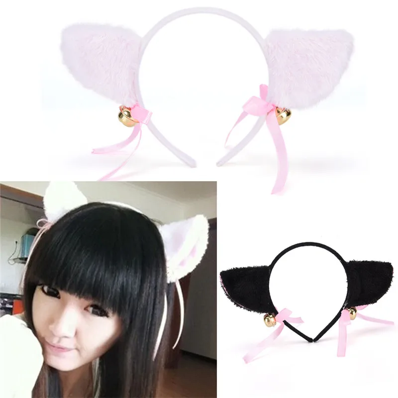 Kawaii Прекрасный колокол Hairwear Для женщин Мода Очаровательная Прекрасный Фокс Кот уха меха зажим для волос лентой