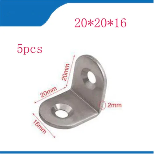 

Free shipping 5PCS 20x20x16mm 304 Stainless Steel Corner Brackets Joint Fastening Right Angle Thickened Brackets For Furniture