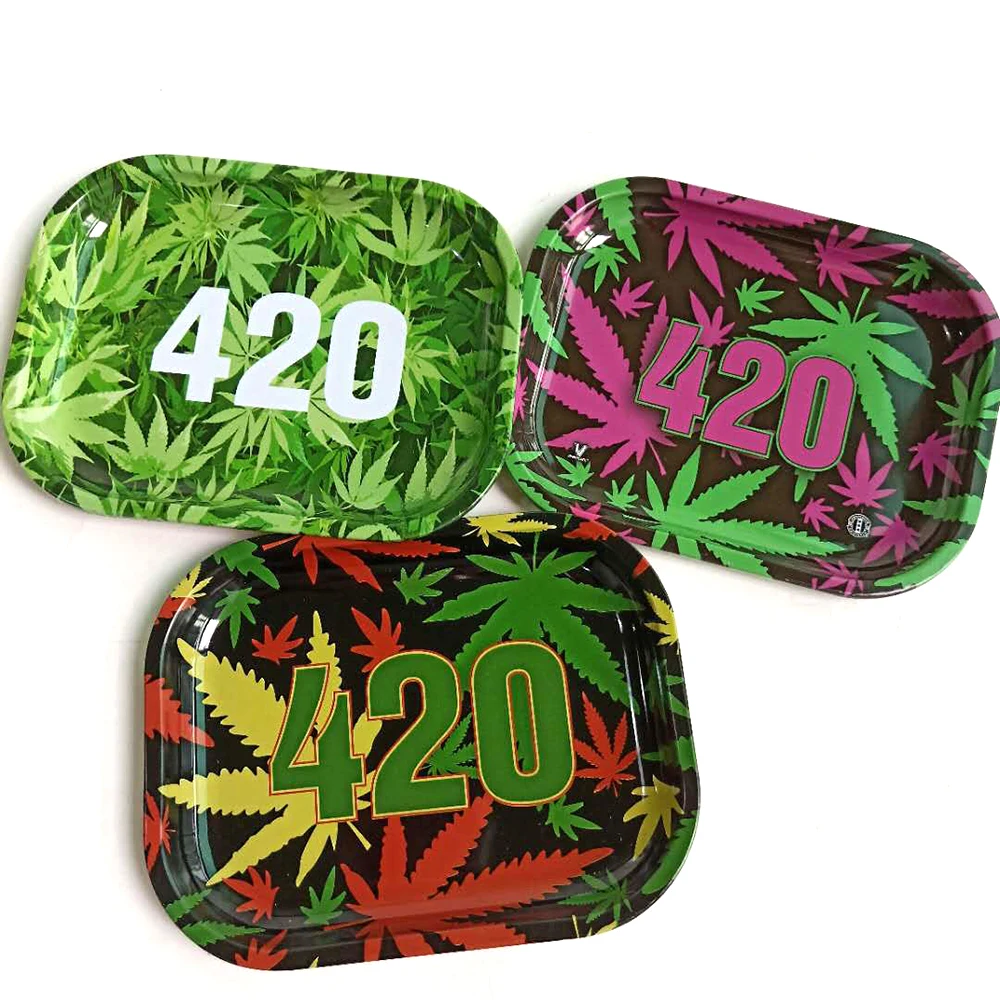 

5PCS Stainless Steel Metal Herb Spice Tobacco Rolling Storage Tray 180mm*140mm Hand Roller Grinder Smoking Accessories