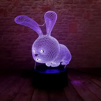 

LED Rabbit Model 3D Illusion Nightlight Colorful Flash Lighting Glow in the Dark Desk Lamp Rabbit Animal Figure Toys