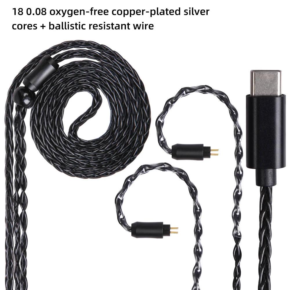 FDBRO New Type-C 8 Core Silver Plated Earphone Cable Upgrade Wire Headphone MMCX/2Pin/A2DC/IM/IE80 For ZS10/AS06 M6 V80 X6