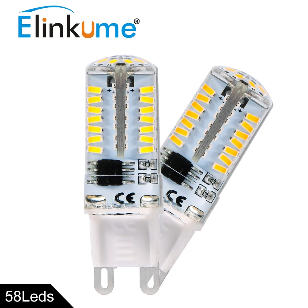 Elinkume G9 светодиодный светильник 3 Вт 4 Вт мини-лампа 58 64 104 шт. SMD3014 энергосберегающий Ампульный светодиодный светильник 110 В 220 В лампа для люстры