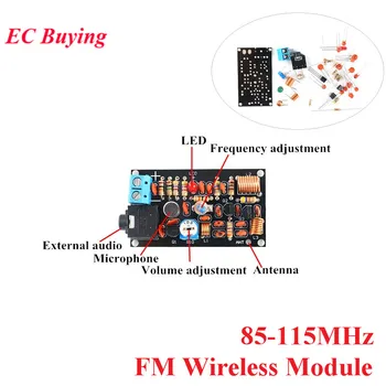

FM Frequency Modulation Wireless Microphone Module 85-115MHz DIY Kit Transmitter Board Parts FM Radio Experiment Training 1.5-9V