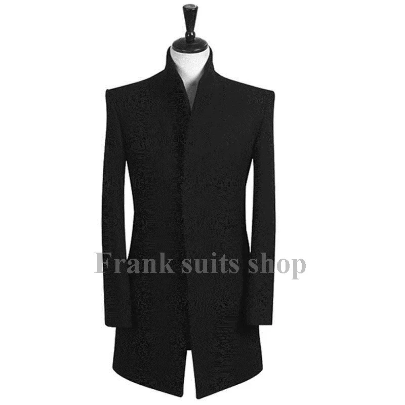Custom made 2017  New design Autumn and winter New brand men's clothing woolen slim trench coat casual coat