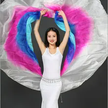 Половина круга вуаль Танец Живота Шелковые Вуали бабочки моли крылья 1,14x2,7 м