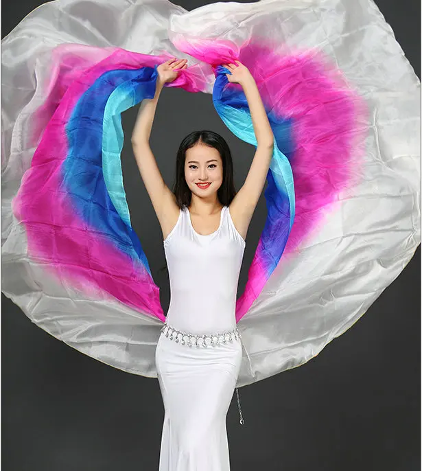 

Half Circle Veil Belly Dance Silk Veils Butterfly Moths Wings 1.14x2.7M