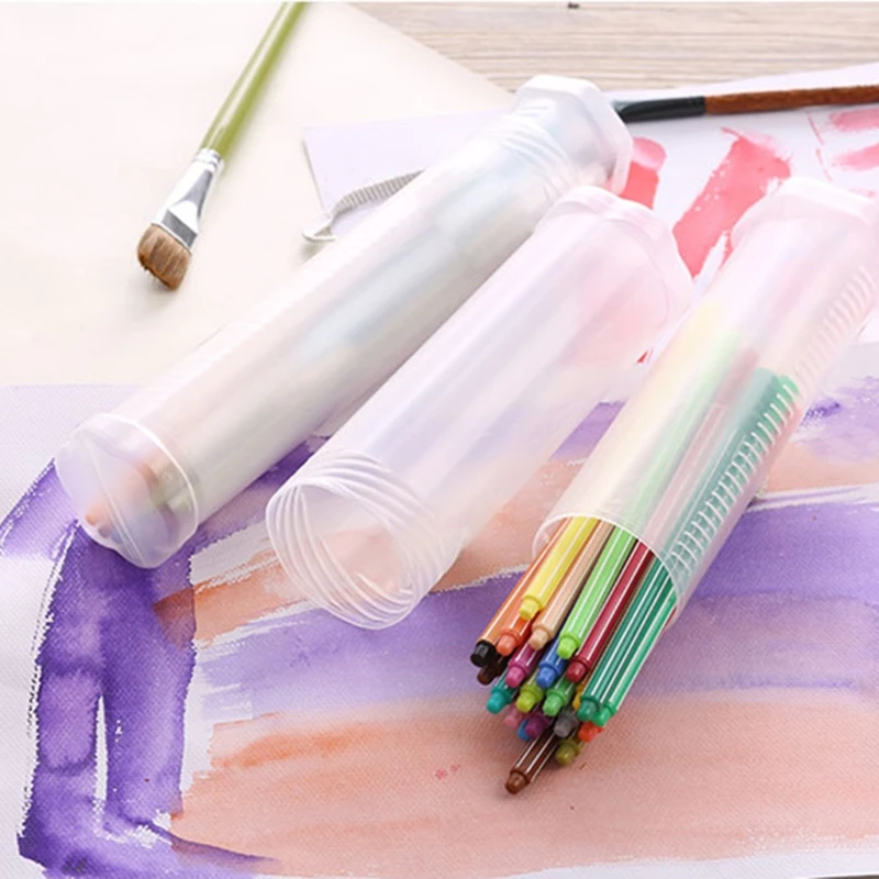 Тонкий прозрачный цилиндрический чехол-карандаш регулируемый пластиковый держатель для ручки Портативный