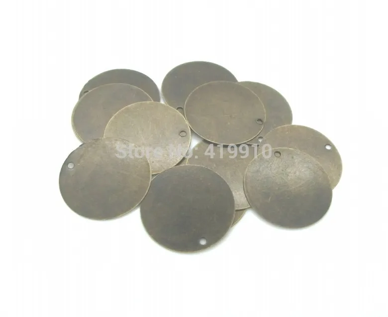 

200Pcs Blank Stamping Tags Pendants Round Antique Bronze Connectors Metal Crafts Decoration DIY 20mm Dia J0028
