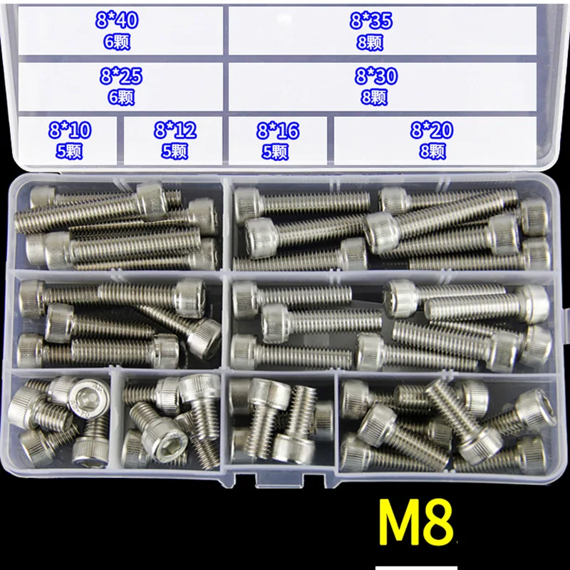 304 винты из нержавеющей стали с шестигранной головкой M3 M4 M5 M6 M8 болты