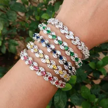 Роскошный AAA циркон элементы лист австрийского Хрусталя Браслет белый золотой цвет модные ювелирные изделия, сделанные с оптовой продажей