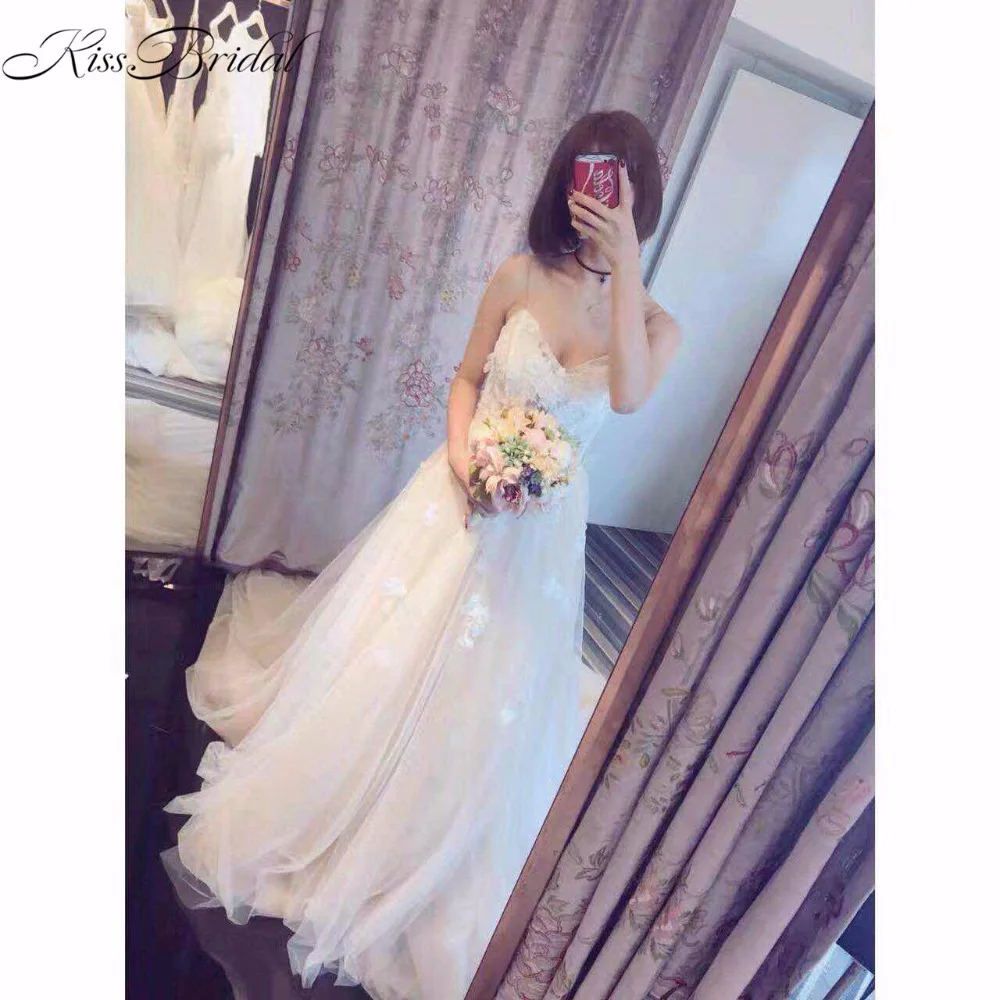 Vestidos de novia Новая мода 2018 пляжное свадебное платье Летний стиль Тюль Аппликации