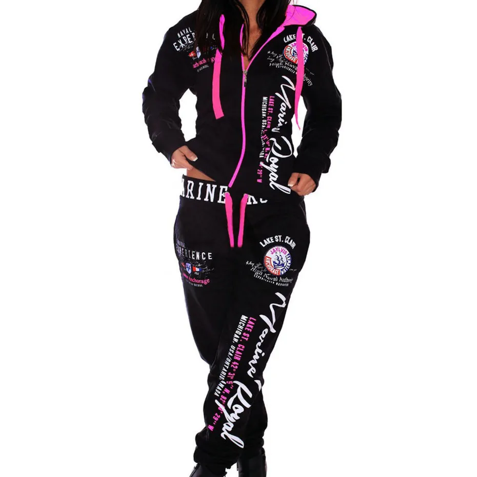 

ZOGAA 2019 New Fashion Two Piece Sets Woman Joggers Suit Sets Sweatsuits for Women Long Set Womens Tracksuit Printed Clothing