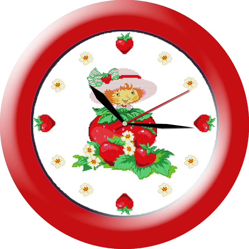 Strawberry clock cross stitch kit 14ct 11ct count print canvas wall clock stitching embroidery
