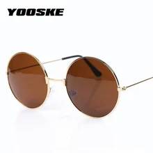 YOOSKE Vintage Round Sunglasses For Women Men Brand Designer Mirrored Glasses Retro Female Male Sun Men's Women's