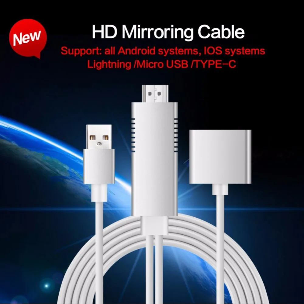 HDMI к USB AUX кабель адаптер телефон планшет к ТВ AV адаптер кабель HD 1080P белый видео кабель Шнур видео для Apple Android