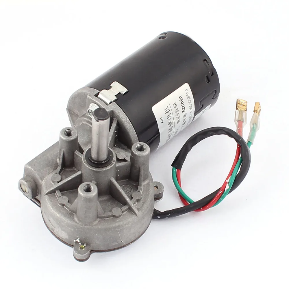 

UXCELL DC 24V 52RPM Shaft High Torque Left Worm Gear Motor Speed Reducer for Automatic Door-lock