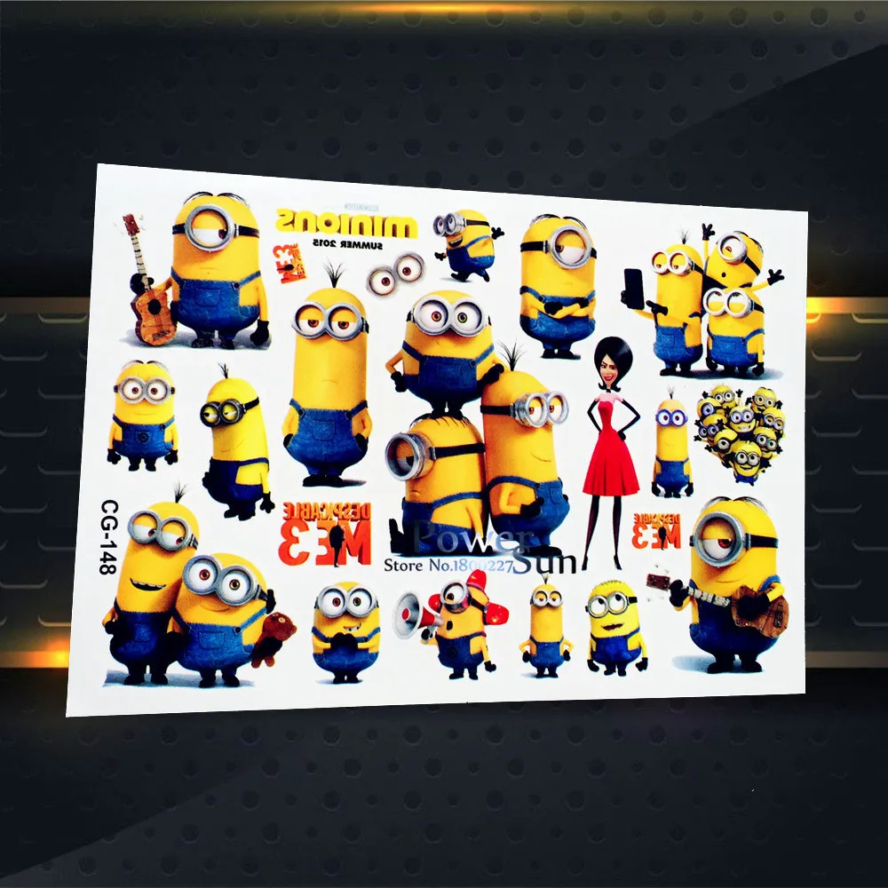 Funny Little Minions Temporary Tattoo Stickers Cartoon Flash Tattoo Kids Body Art Arm Despicable Me Waterproof