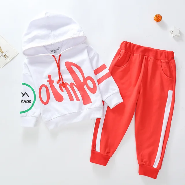 Baby Girl 2Pcs Clothing Set Kids Fashion 2018 Fall Boys Hoodie Set Cotton Hooded Sweatshirt Pant