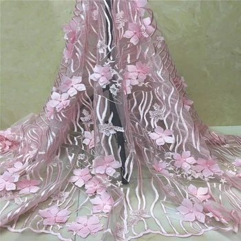 

VILLIEA African Tulle Lace Fabric 2018 African French Lace Fabric High Quality 3D Flowers Nigerian Embroidery Tulle French Lace