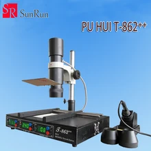 PuHui T862++ инфракрасного нагрева BGA устройство поверхностного монтажа, пластиковый кристаллодержатель с выводами Распайка IRDA Сварщик T862++ с 936 Электрический паяльник