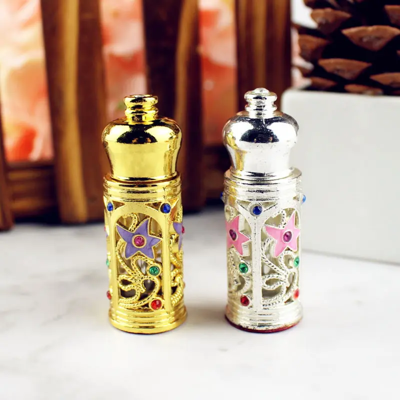 3 мл Состаренный стеклянный флакон духов в арабском стиле металлические Бутылочки для эфирных масел со стеклянной капельницей золотого и серебряного цвета
