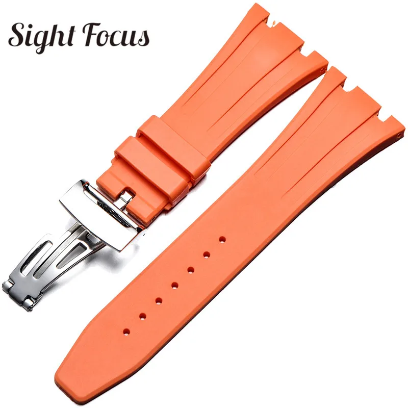 Силиконовый резиновый ремешок для часов AP, ремешок для часов 28 мм, браслет для наручных часов Audemars Piguet Royal Oak 15400, браслет Banden - Цвет ремешка: Orange Silver