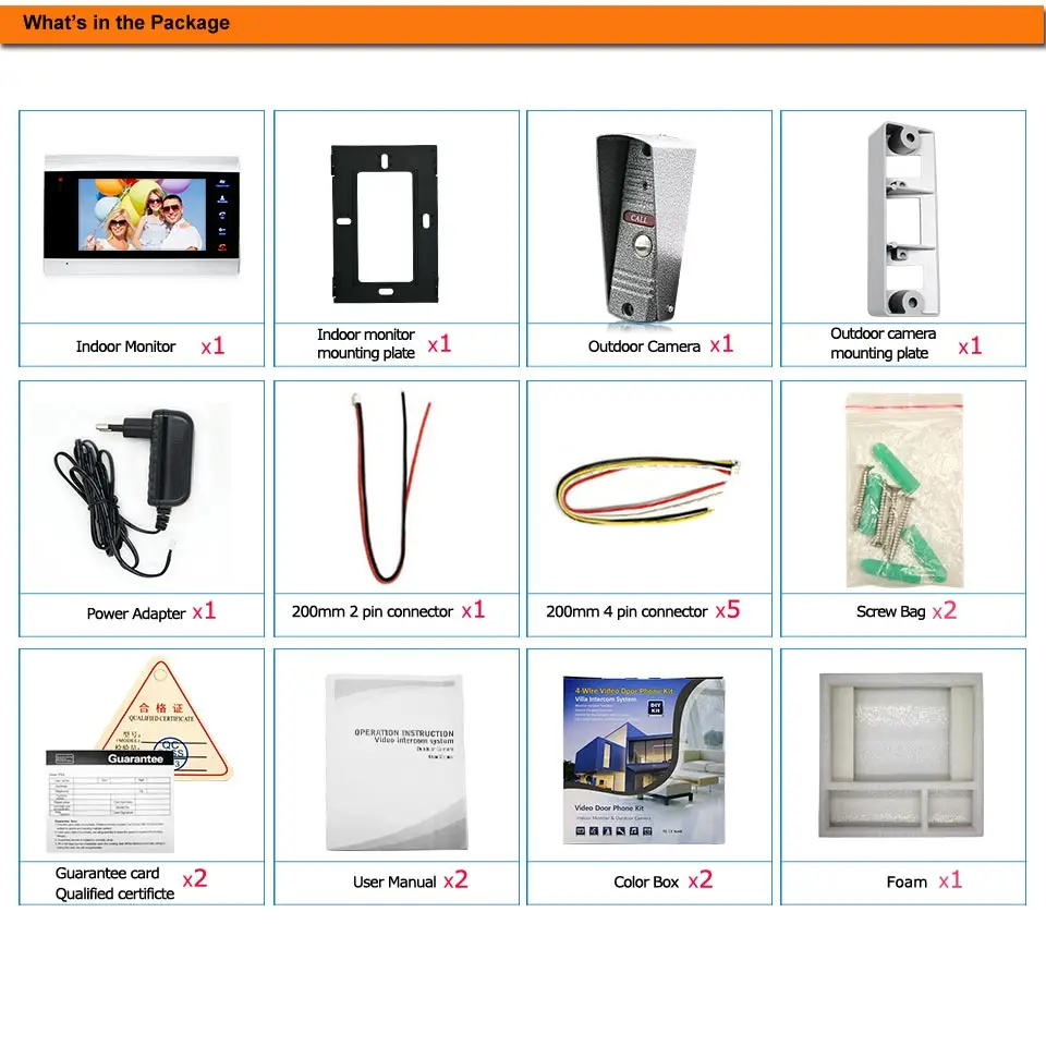 pacakge of  Video Doorbell Monitor Intercom 