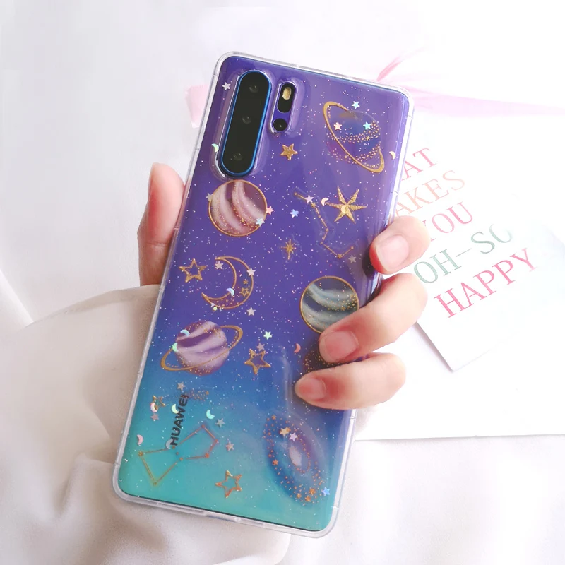 Прочные прозрачные чехлы для huawei p30 pro Чехол Силиконовый мягкий блеск TPU планета Аксессуары для мобильных телефонов для huawei p30 lite p30pro крышка