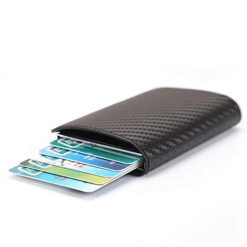 Новейшие унисекс держатели для кредитных карт из углеродного волокна из искусственной кожи Блокировка Rfid Бумажник информация о безопасности Алюминиевый футляр для карт памяти кошелек