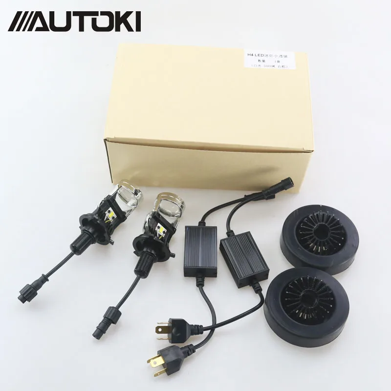

AUTOKI LED H4 Projector Mini 1.5 inch Car Styling Headlight Lens Hi/Lo Beam Super Brightness 60W White 5000K 6000K
