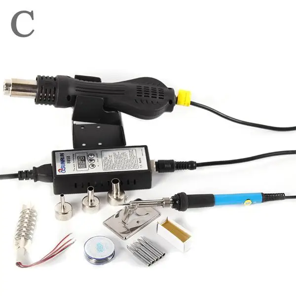 QSUNRUN 8858 фена Электрический паяльник сварочный инструмент запчасти ручной регулируемый инструмент для распайки - Цвет: C