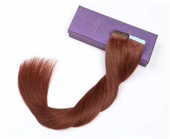 Showcoco лента(с чешуйками в одном направлении), настоящие волосы прямые Волосы remy 16-24 дюймов клей для наращивания 20/40 шт - Цвет: #33